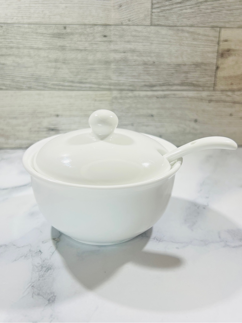 Classic White Ceramic Sugar Bowl with Lid and Spoon Chili Crisp Hot Oil Bowl